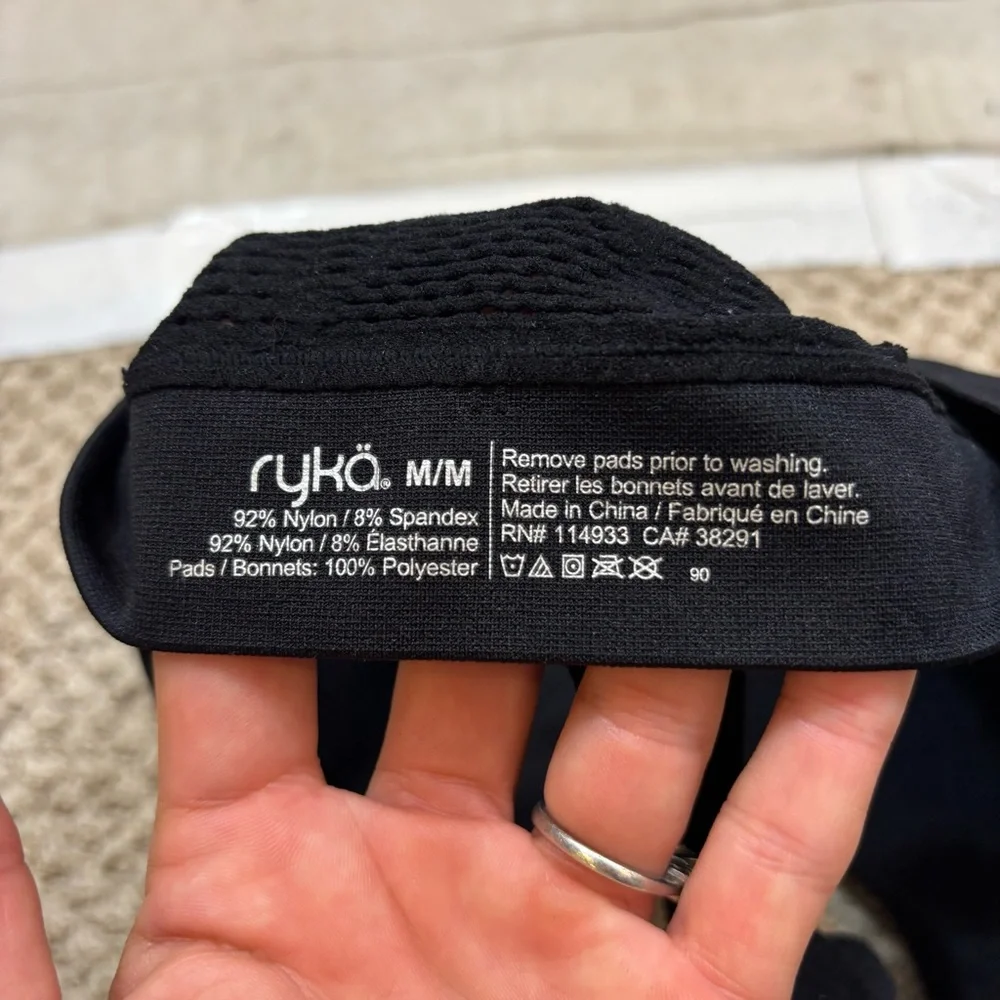 Ladies Ryka Brand Black Sports‎ Bra with Laser Cut Back Design Size Medium